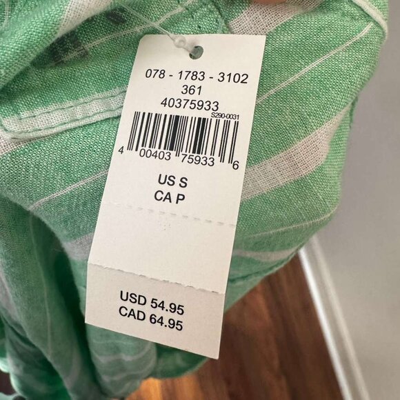 NWT Aerie Womens Pool To Party Linen Blend Cover Up Green White Stripe Size  S - Picture 3 of 7